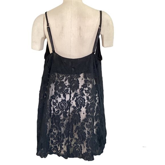 Cacique Floral Lace Babydoll Chemise/Camisole Top Plus Sz 18/20 Black #7A - Picture 5 of 8